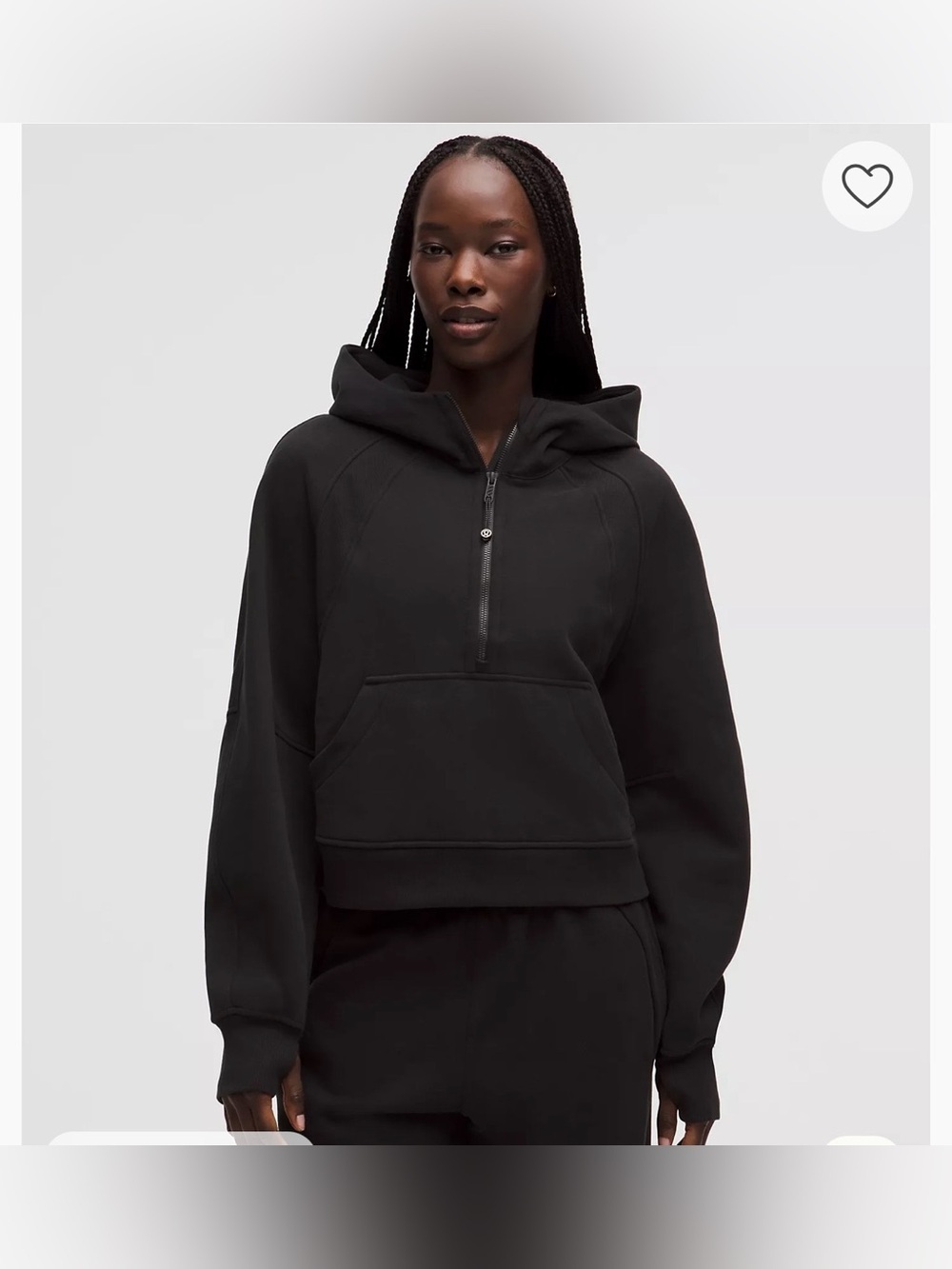 lululemon Scuba Oversized Half-Zip Cropped Black Hoodie Size M/L